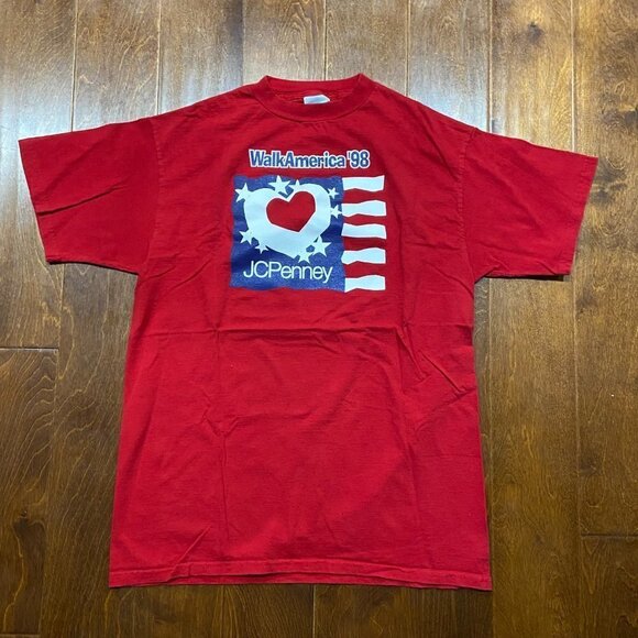 Vintage Walk America 1998 JCPenney Red White Blue T-Shirt Size Large - Picture 3 of 8